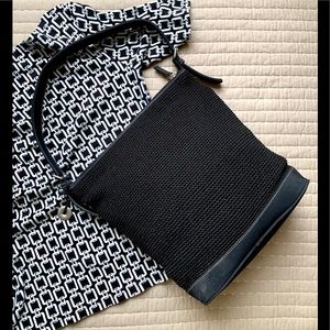 SAK Black Knit Shoulder Bag w/faux leather strap